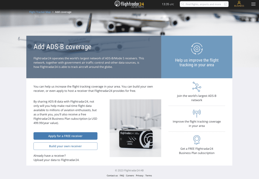 Flightradar24 Add ADS-B coverage