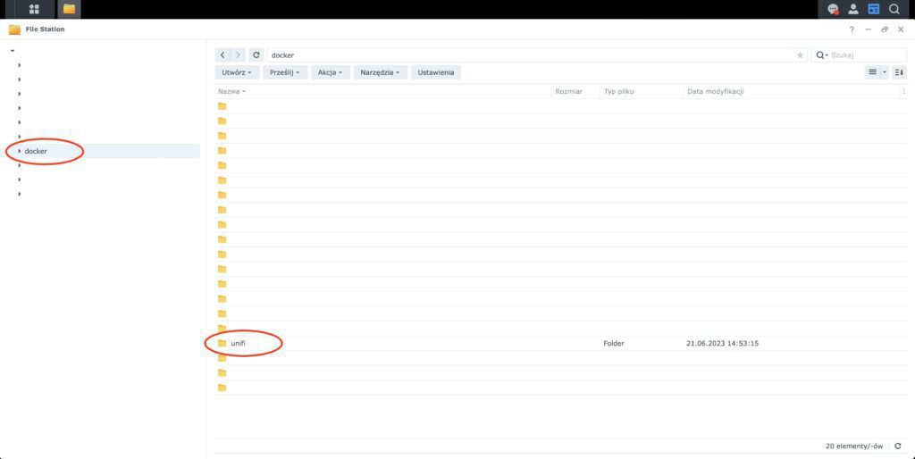 Synology, File Station - UniFi folder