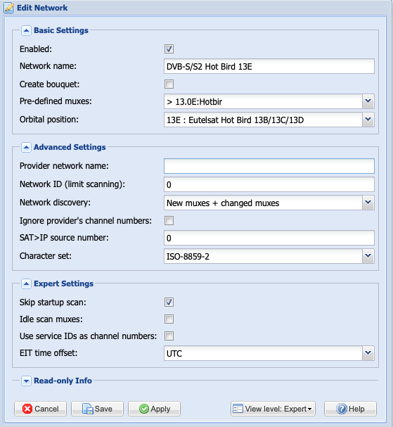 TVHeadend, Add network
