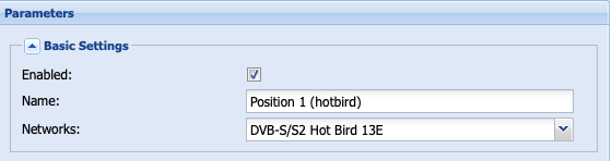 TVHeadend, TV adapters, Parameters networks