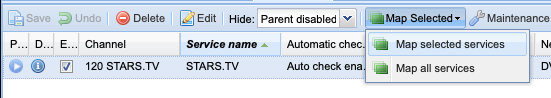 TVHeadend, Services Map Selected