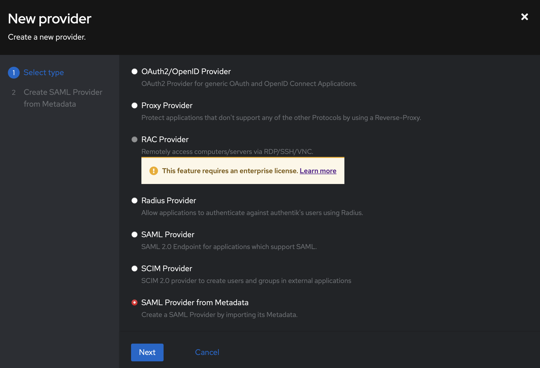 Authentik, New provider