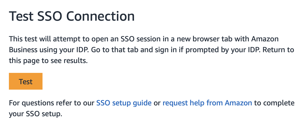Amazon Business, Test SSO Connection