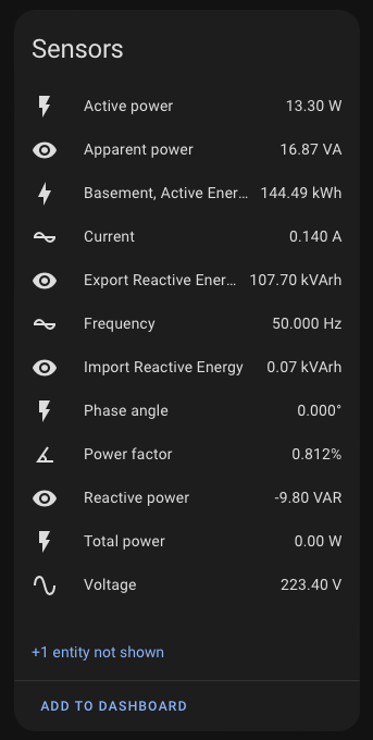Pomiar energii elektrycznej w piwnicy ESPHome, Sensors