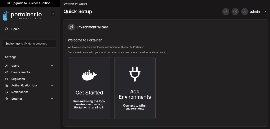 Portainer, Get started