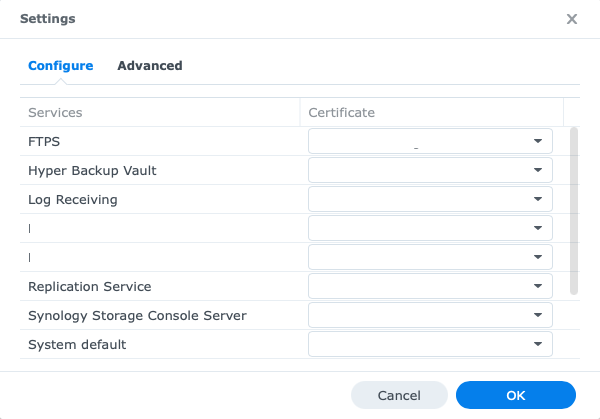 Synology DSM, Security Certificates applications